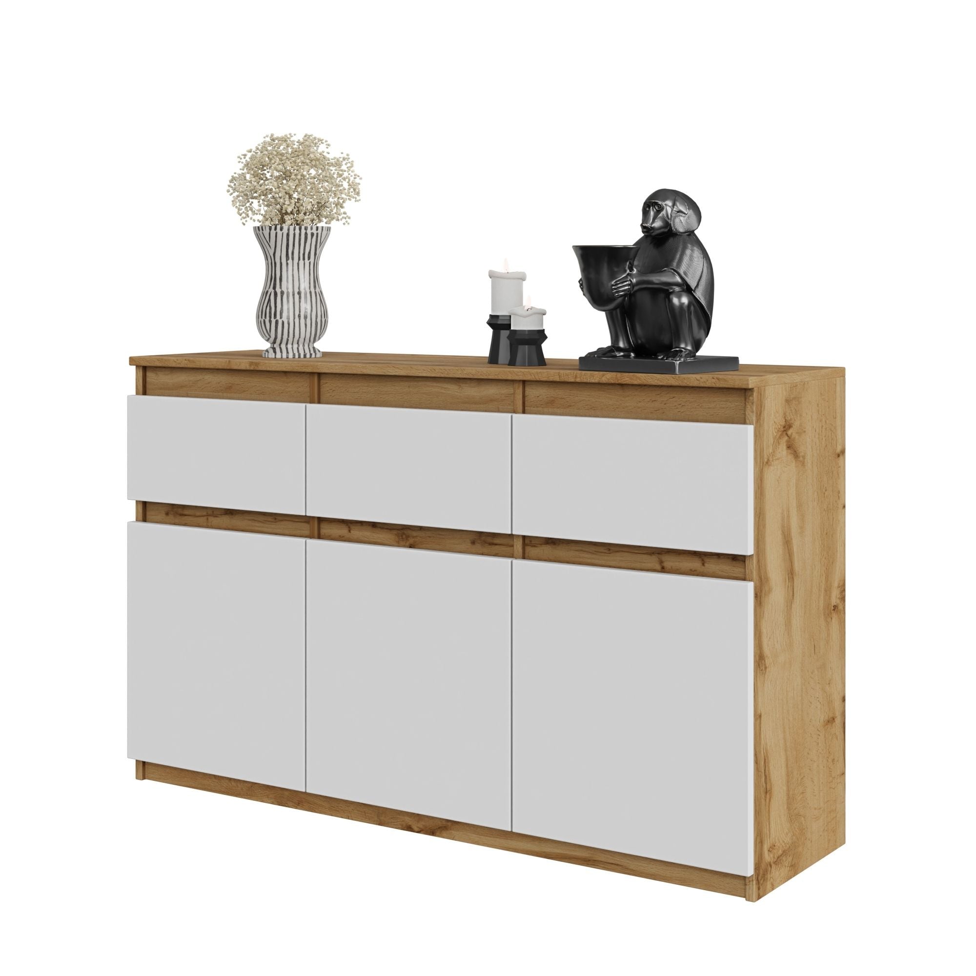 NOAH - Kommode med 3 skuffer - naturfarvet / mat hvid H75cm B120cm D35cm
