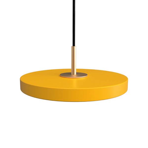 Umage Asteria micro pendel, dæmpbar - Saffron Yellow/Brass top  : Erling Christensen Møbler