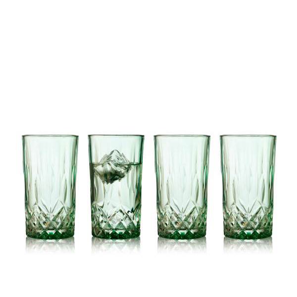 Lyngby Glas Sorrento Highball 38 cl 4 stk - Grøn  : Erling Christensen Møbler