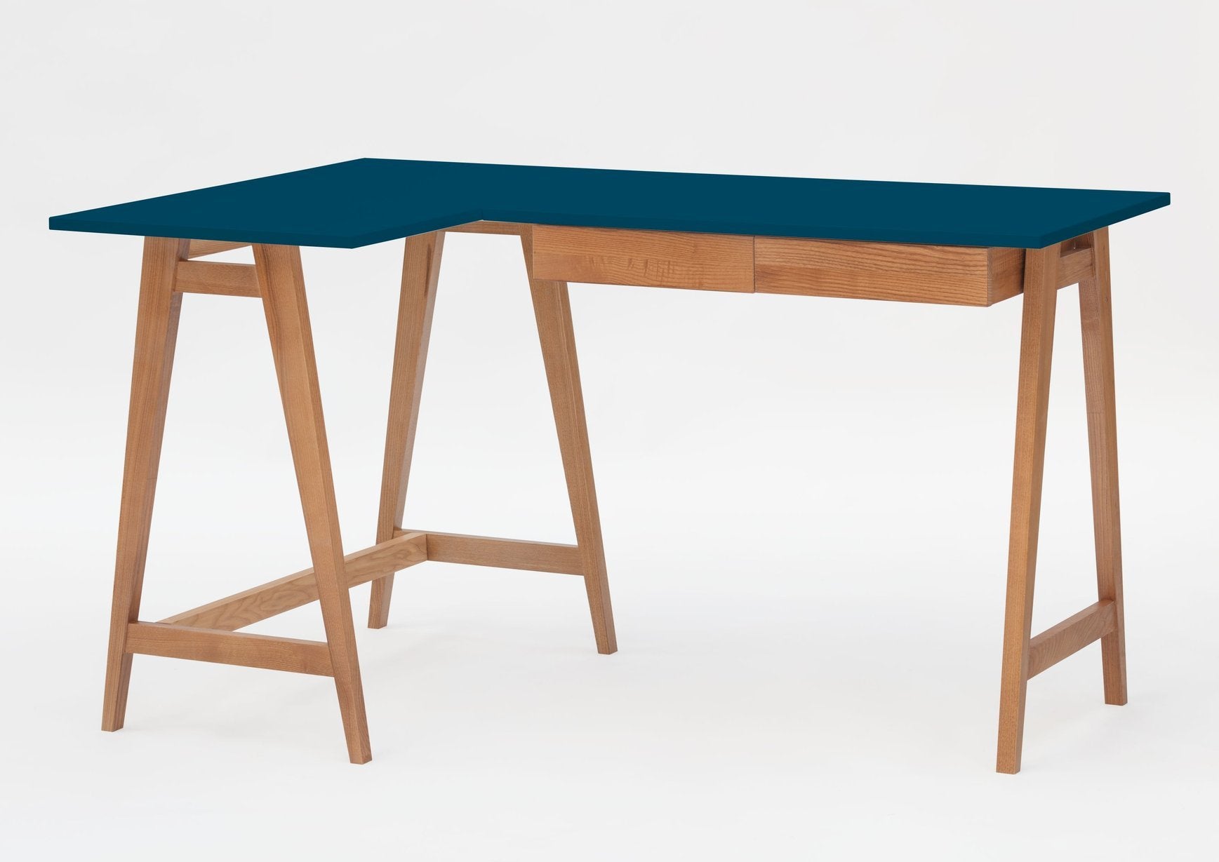 LUKA Hjørneskrivebord B 135cm x D 85cm / Petrolblå Eg Venstre Side