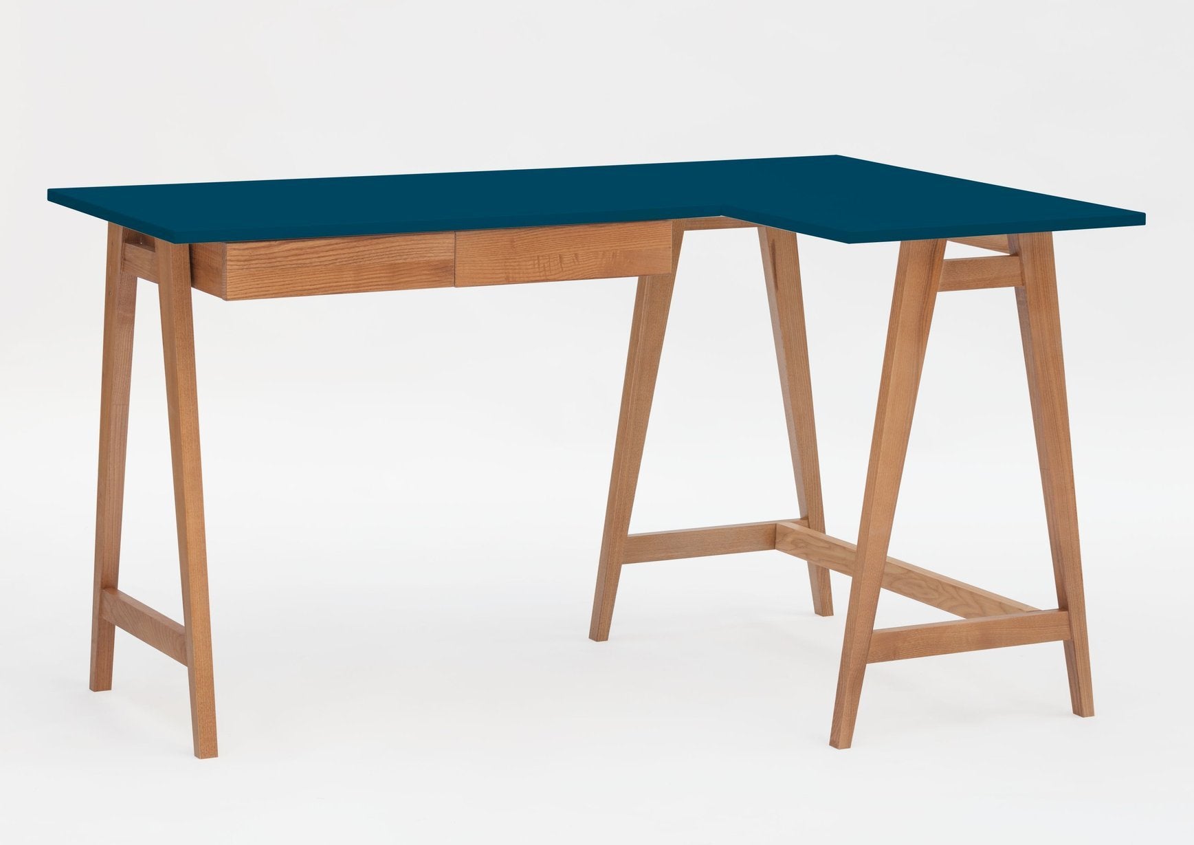 LUKA Hjørneskrivebord B 135cm x D 85cm / Petrolblå Eg Højre Side