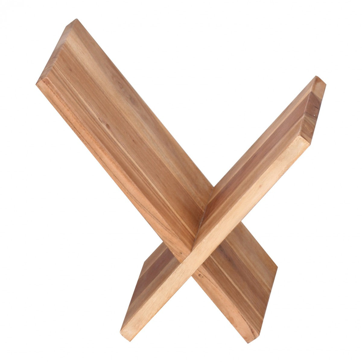 Avisstativ i massivt akacietræ, X-formet, 31 cm, magasinstativ, designer, brochureholder, landlig stil