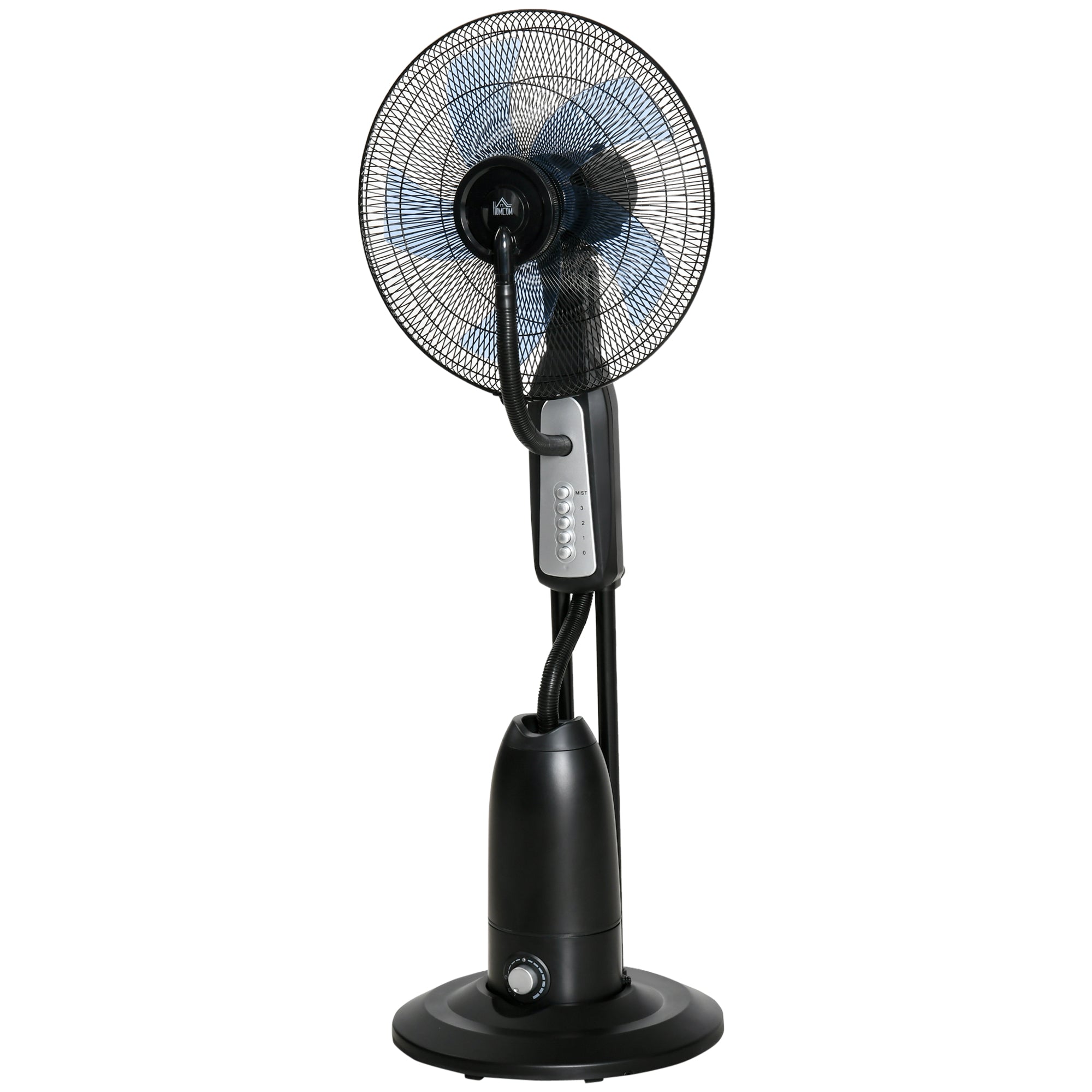 Ventilator med dugfunktion, 3-liters tank, 75 grader roterbar, 3 hastigheder, mobil, 125 cm, sort