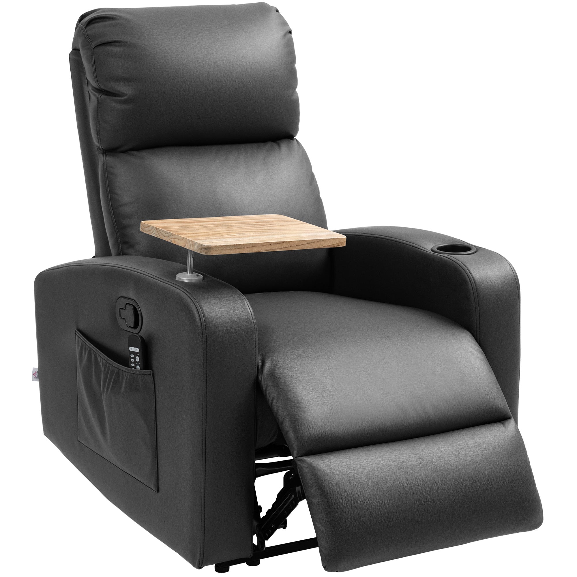 Massagestol med klapbord og fodstøtte, 77 cm x 93 cm x 105 cm, sort