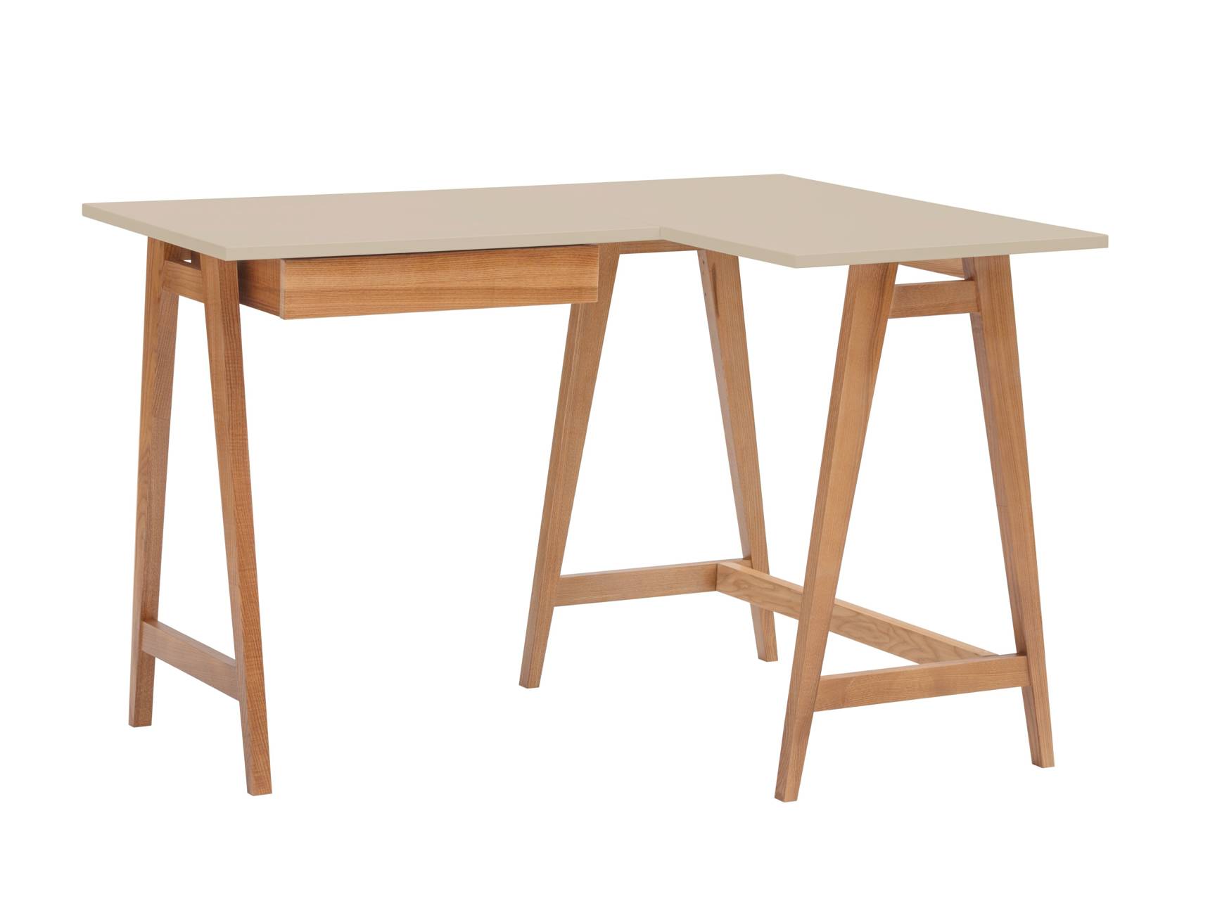 LUKA Hjørneskrivebord B 115cm x D 85cm Brun Beige Eg Højre Side
