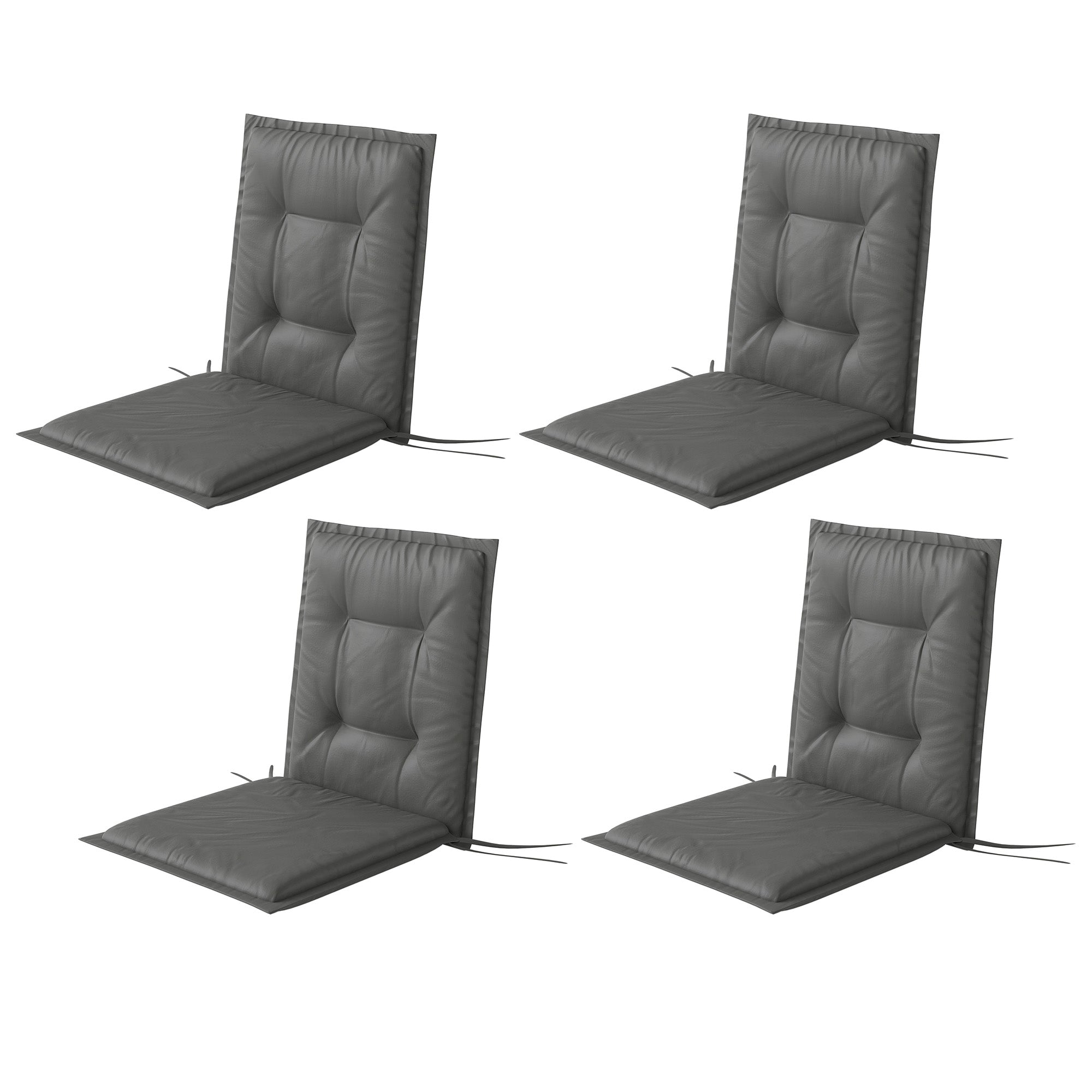 Sæt med 4 siddehynder 108 x 50 x 5 cm stolehynder med bånd, udendørs siddehynde lysegrå