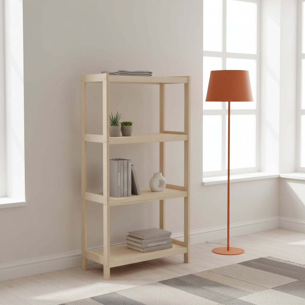 Bogreol i bøgetræ STRONG, 4 hylder, 133x70x43 cm