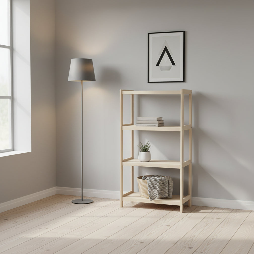Bogreol i bøgetræ STRONG, 4 hylder, 133x50x38 cm
