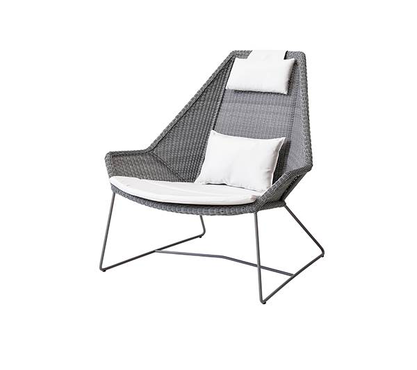 Cane-Line Breeze highback havestol - lysegrå med hynde i hvid  : Erling Christensen Møbler