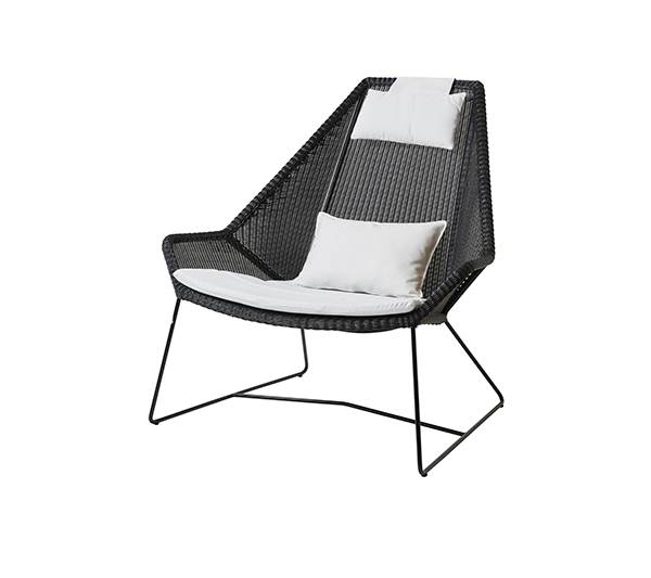 Cane-Line Breeze highback havestol - sort med hynde i hvid  : Erling Christensen Møbler