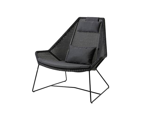 Cane-Line Breeze highback havestol - sort med hynde i sort : Erling Christensen Møbler