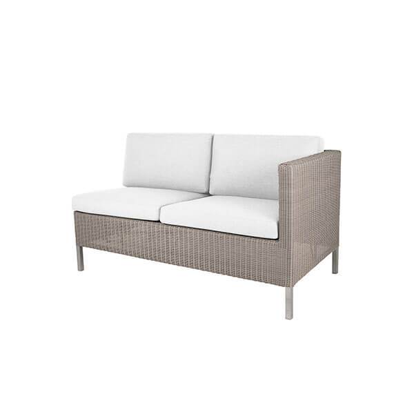 Cane-Line Connect 2-pers. havesofa - taupe, venstre modul m. hvide hynder  : Erling Christensen Møbler