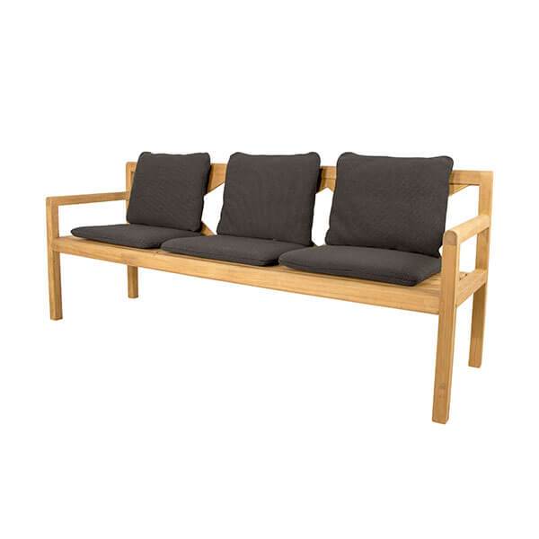 Cane-Line Grace 3-pers. bænk - Teak m. mørkegrå hynder  : Erling Christensen Møbler