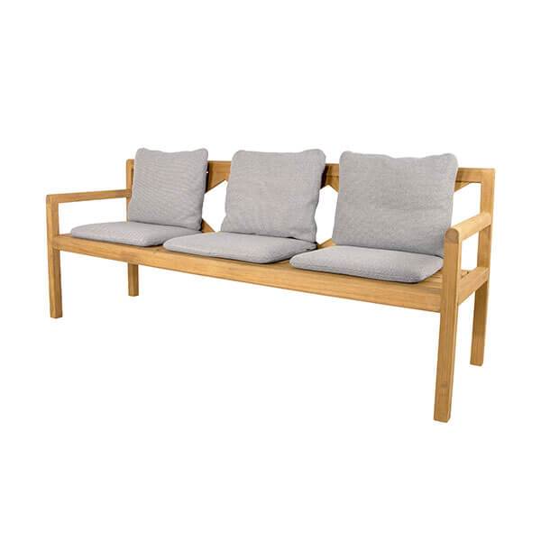Cane-Line Grace 3-pers. bænk - Teak m. Lysegrå hynder  : Erling Christensen Møbler