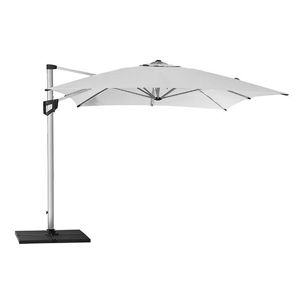 Cane-line Hyde Luxe parasol inkl. fod - 3x4 m. - Silver (mat anodized) w/ Dusty white fabric  : Erling Christensen Møbler