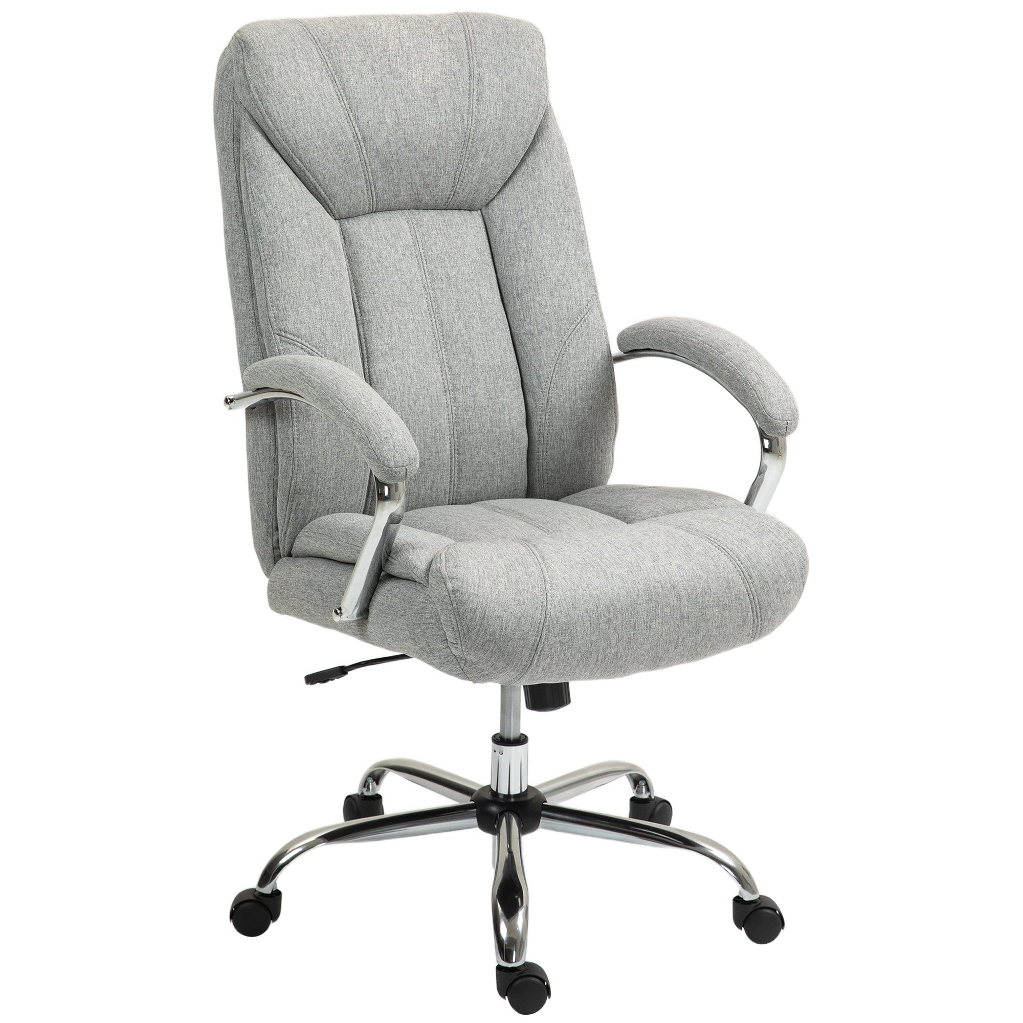 Ergonomisk kontorstol, høj ryg, åndbart betræk, justerbar højde, grå