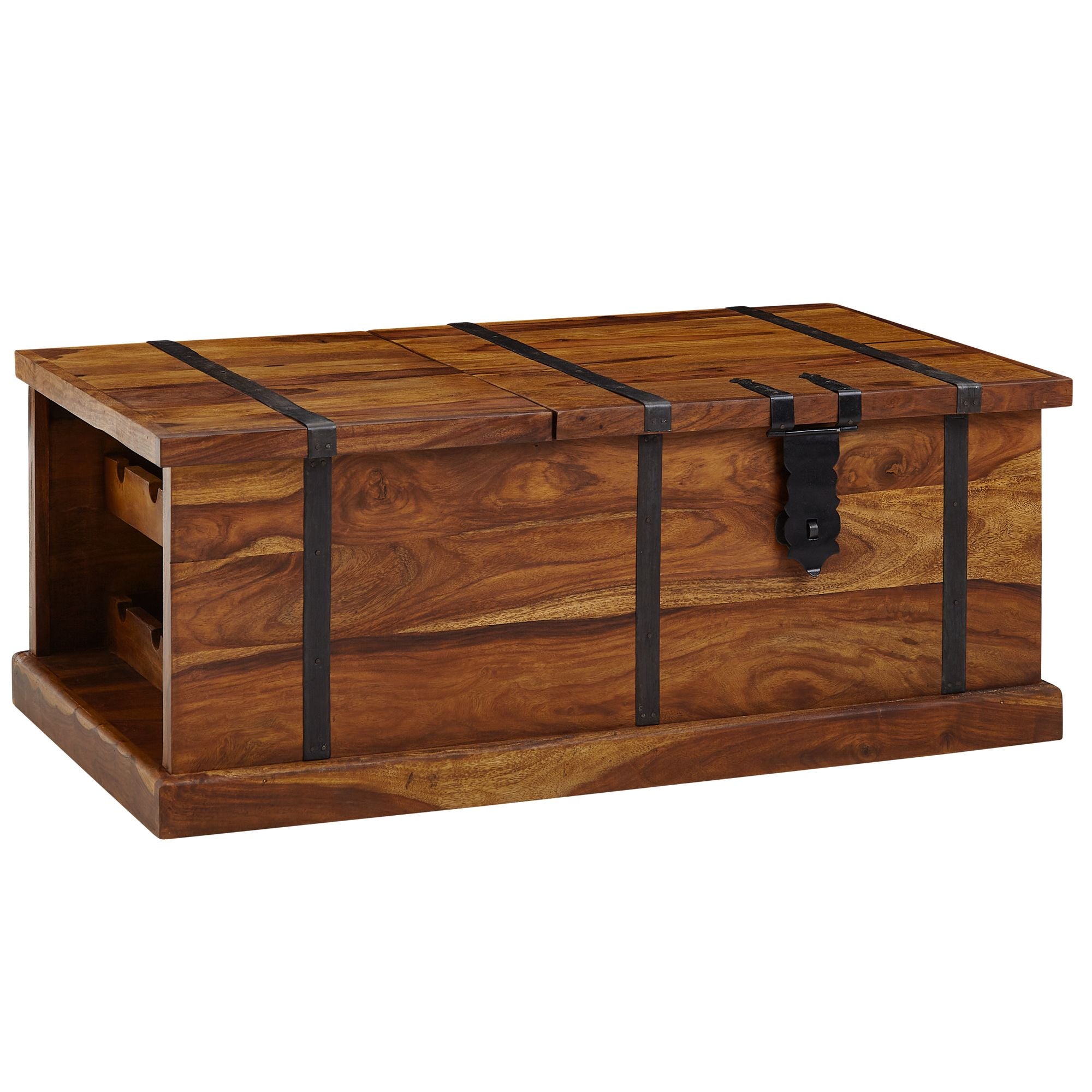 Sofabord 100x60x40 cm, massivt sheeshamtræ, kommodebord med vinreol, designer stuebord med opbevaring, moderne sofabord, træstuebord