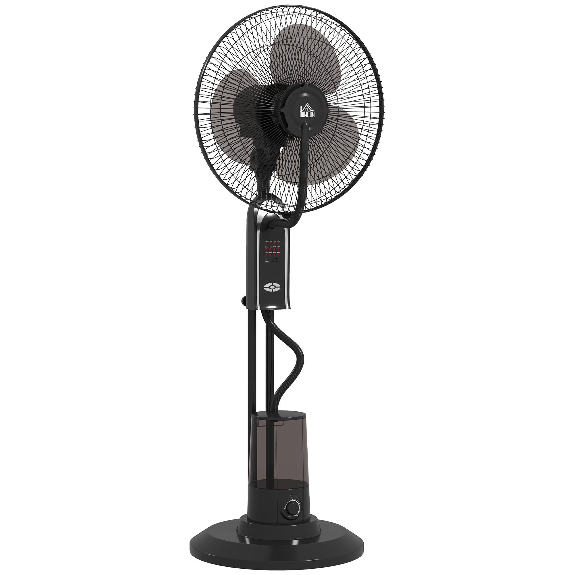 Vandkølet ventilator med luftfugter, 10Â° vipbar, 70Â° oscillerende, 3 hastighedsindstillinger, 75W, sort