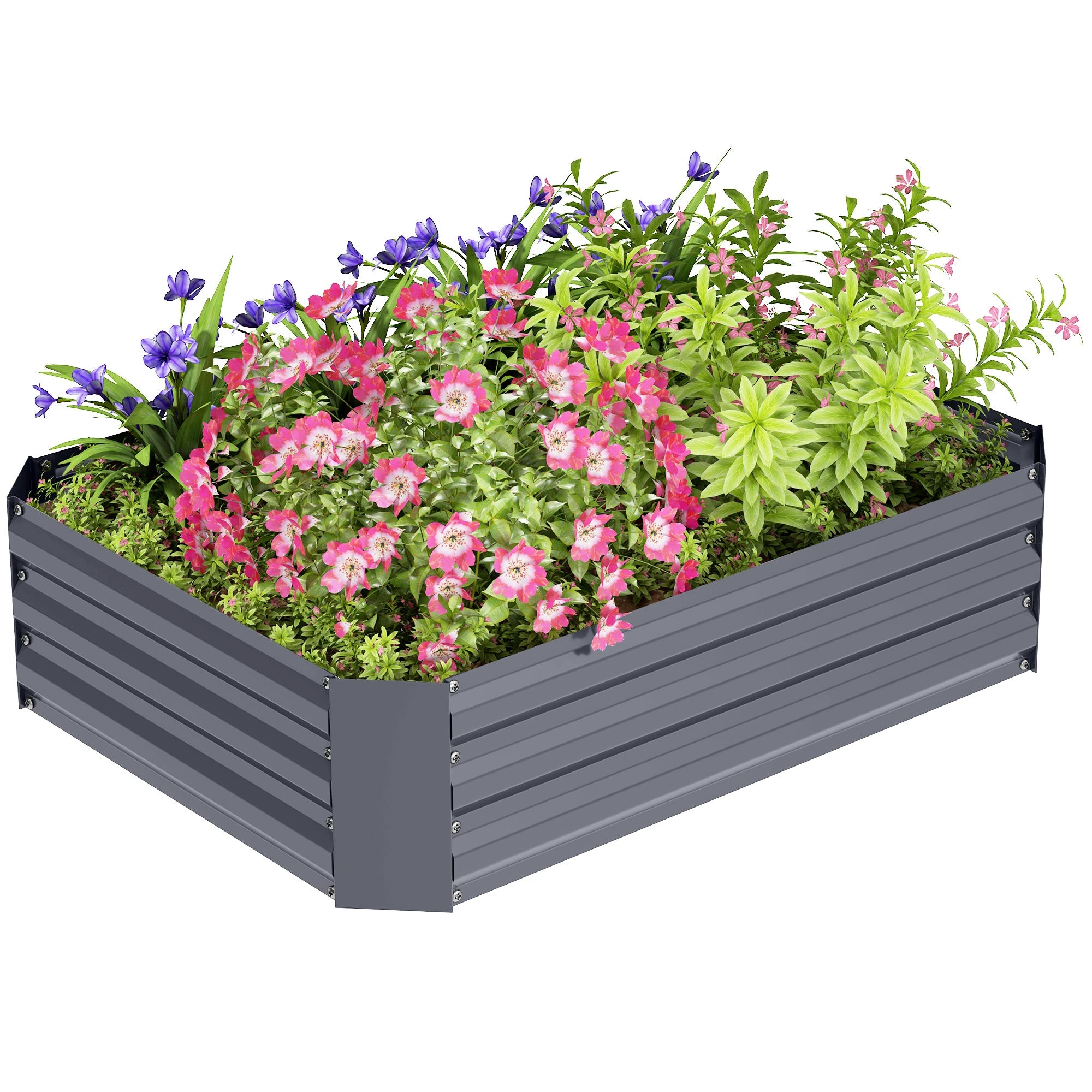 Højbed lavet af galvaniseret stål, havebed, plantekasse til haven, blomsterkasse, 120 x 90 x 30 cm, mørkegrå