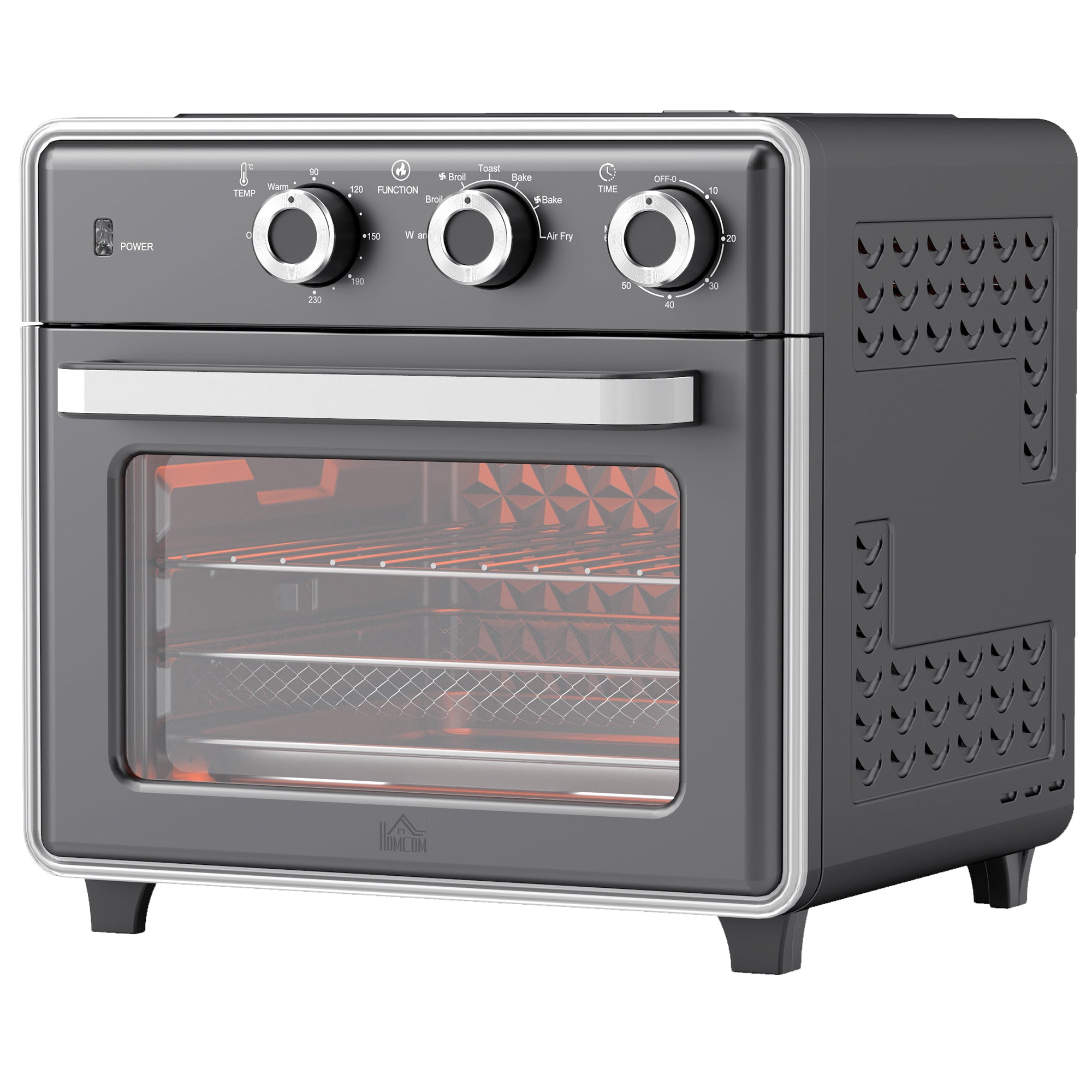 Miniovn, 20l, 5 funktioner, 360Â° konvektion, grillrist, krummebakke, grå