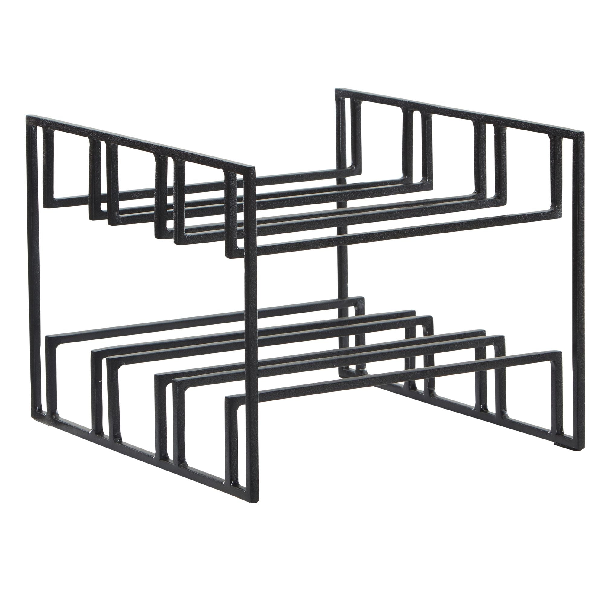 Vinflaskeholder til 6 flasker, 29x21x25 cm, vinreol, sort metal, moderne jernflaskeholder, vinstativ, vinholder til køkkenbord