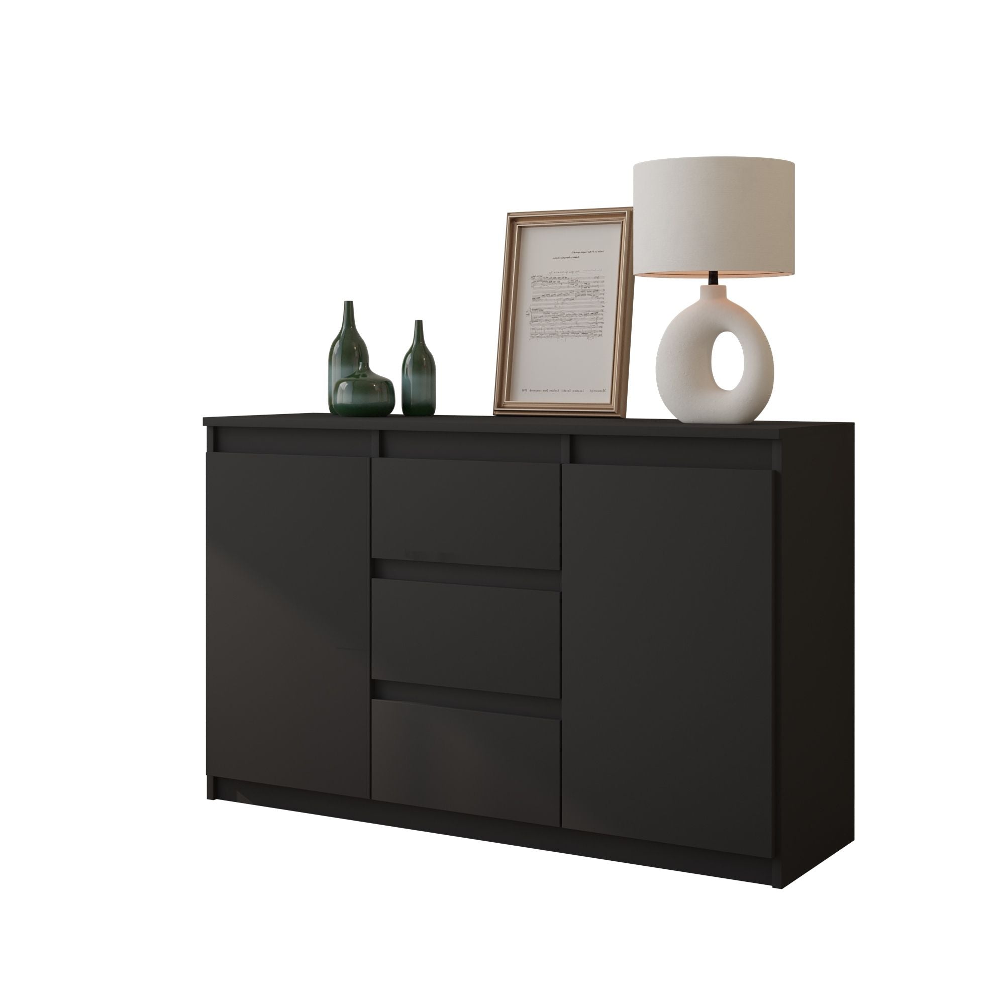 MIKEL - Kommode med 3 skuffer -Â antracit-grå H75cm B120cm D35cm