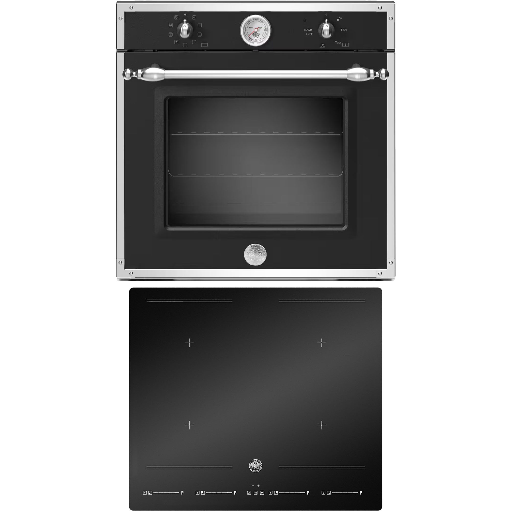 Bertazzoni Hvidevarepakke Heritage indbygningsovn (sort) + induktionskogeplade, 60 cm