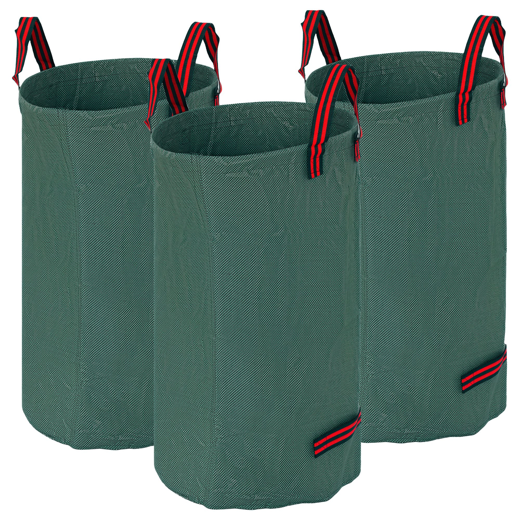 Havepose 3x120l vandtæt haveaffaldspose med håndtag, robust bladpose uv-beskyttelse grøn