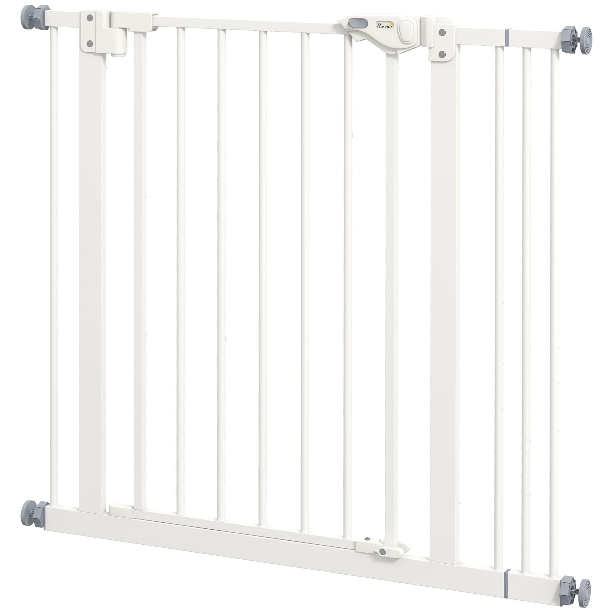 Hundegitter, kæledyrsgitter, metal, plast, 74-87 cm, hvid