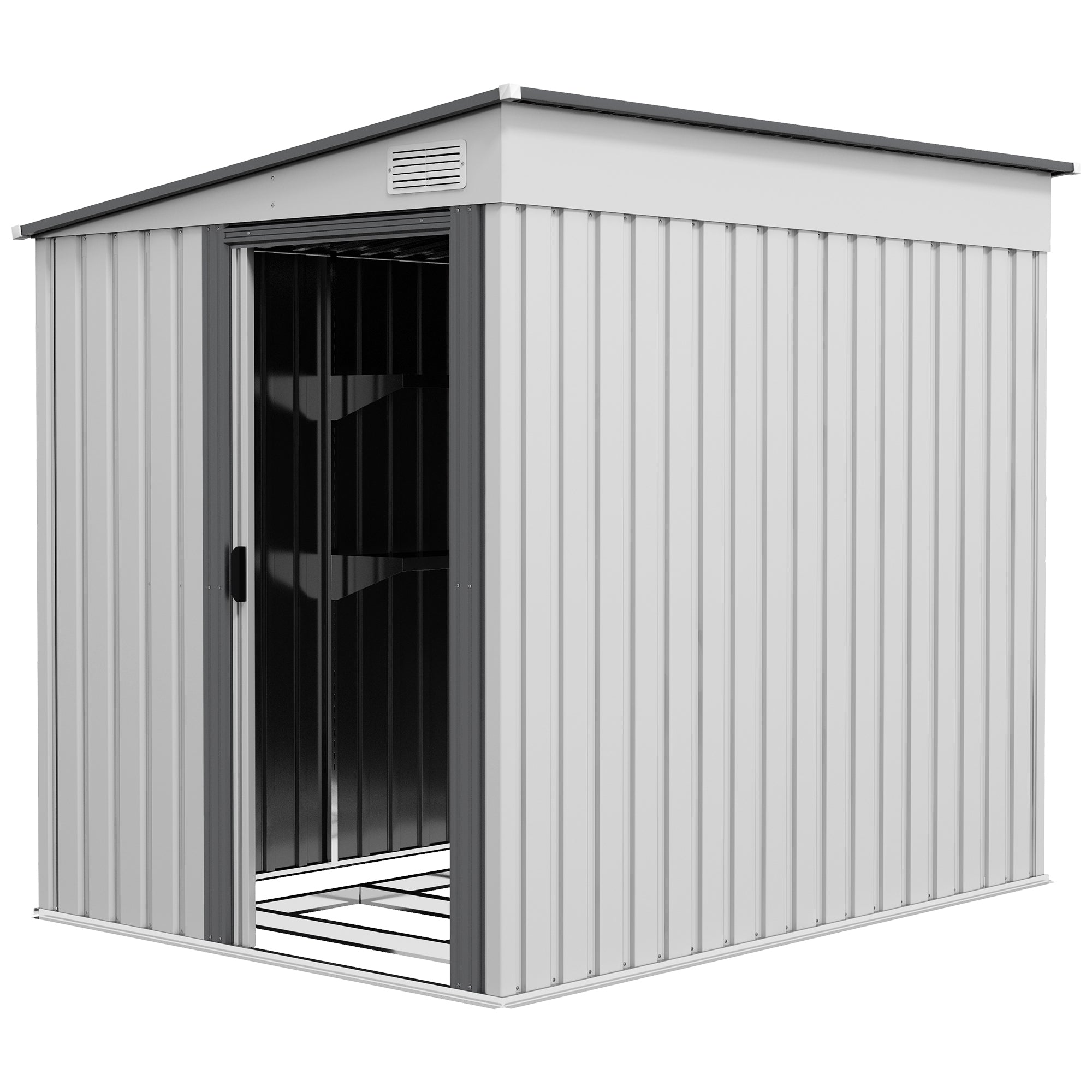 Metalredskabsskur 2,81mÂ² 154x206,5x181 cm redskabsskur med fundament til nedhængt tag