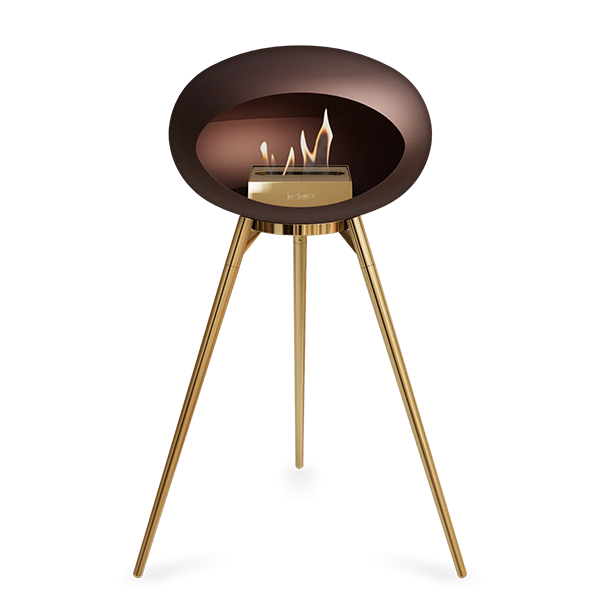Le Feu Ground Wood High i mocca - Rose gold ben - Rose gold stel - Rose gold brænder  : Erling Christensen Møbler