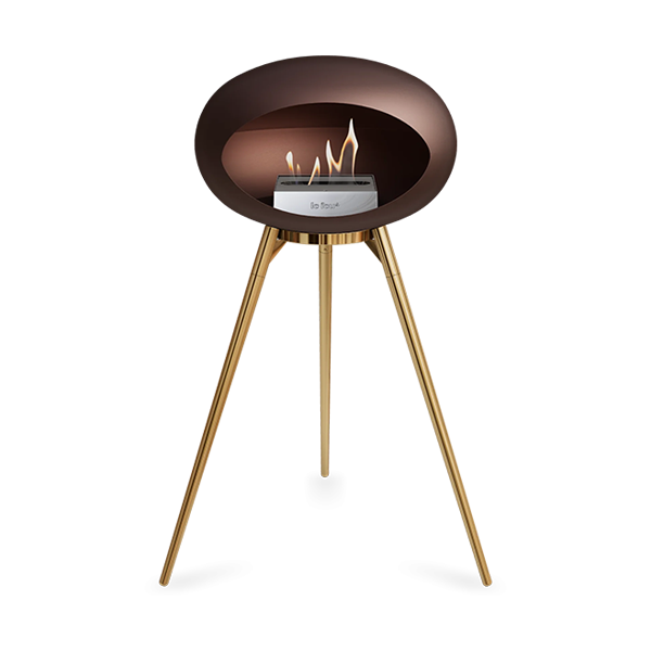 Le Feu Ground Wood High i mocca - Rose gold ben - Rose gold stel - Stål brænder  : Erling Christensen Møbler