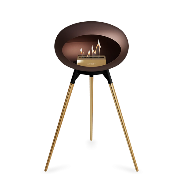 Le Feu Ground Wood High i mocca - Rose gold ben - Sort stel - Rose gold brænder  : Erling Christensen Møbler