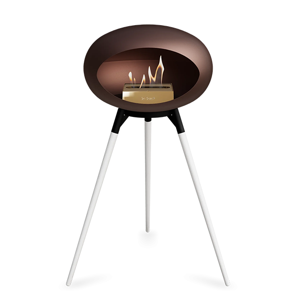Le Feu Ground Wood High i mocca - Hvide ben - Sort stel - Rose gold brænder  : Erling Christensen Møbler