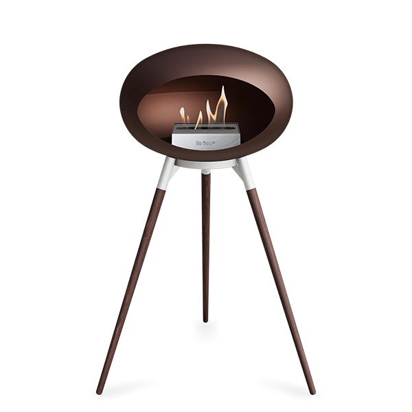 Le Feu Ground Wood High i mocca - Røget eg ben - Hvidt stel - Stål brænder  : Erling Christensen Møbler