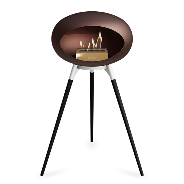 Le Feu Ground Wood High i mocca - Sorte ben - Hvidt stel - Rose gold brænder : Erling Christensen Møbler
