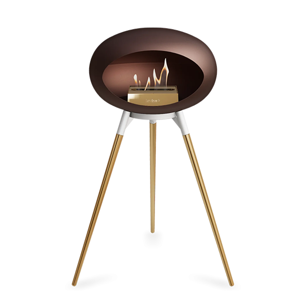 Le Feu Ground Wood High i mocca - Rose gold ben - Hvid stel - Rose gold brænder  : Erling Christensen Møbler