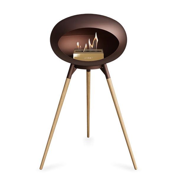 Le Feu Ground Wood High i mocca - Sæbebehandlet eg ben - Mocca stel - Rose gold brænder : Erling Christensen Møbler