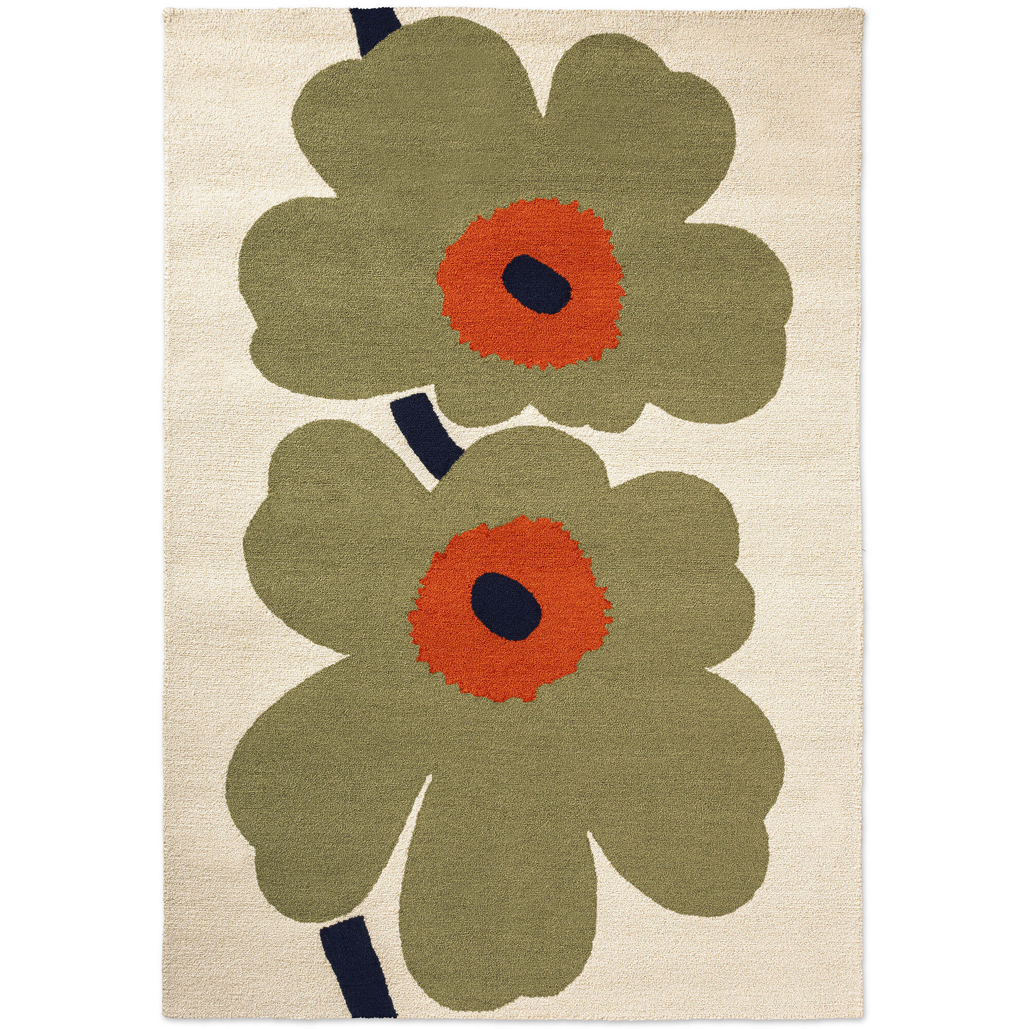 Marimekko Unikko 60-års jubilæums-udendørstæppe 250 x 350 cm, støvet grøn