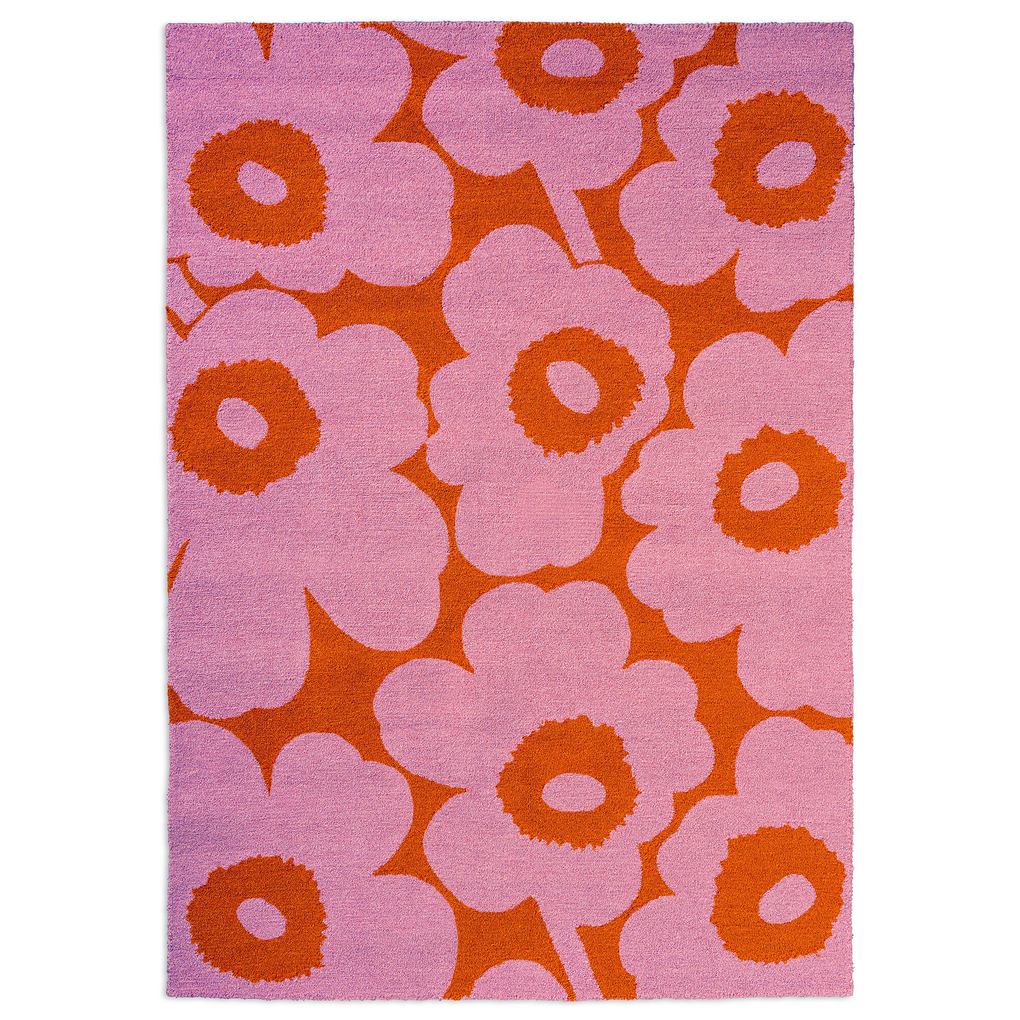 Marimekko Unikko gulvtæppe til udendørsbrug 250 x 350 cm, lyserød/orange