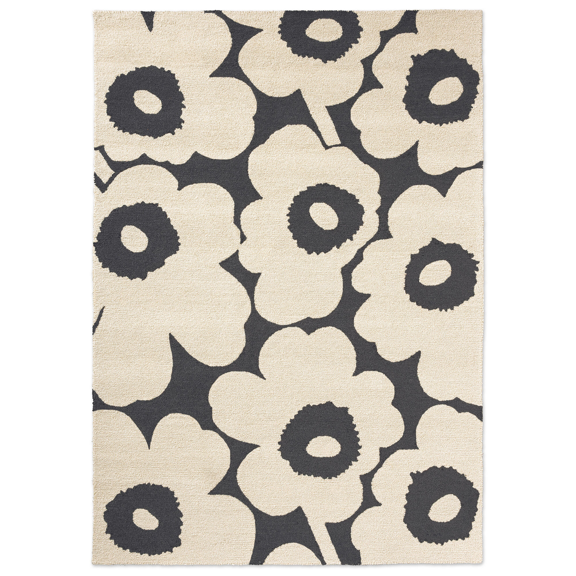 Marimekko Unikko gulvtæppe til udendørsbrug 160 x 230 cm, grå/creme