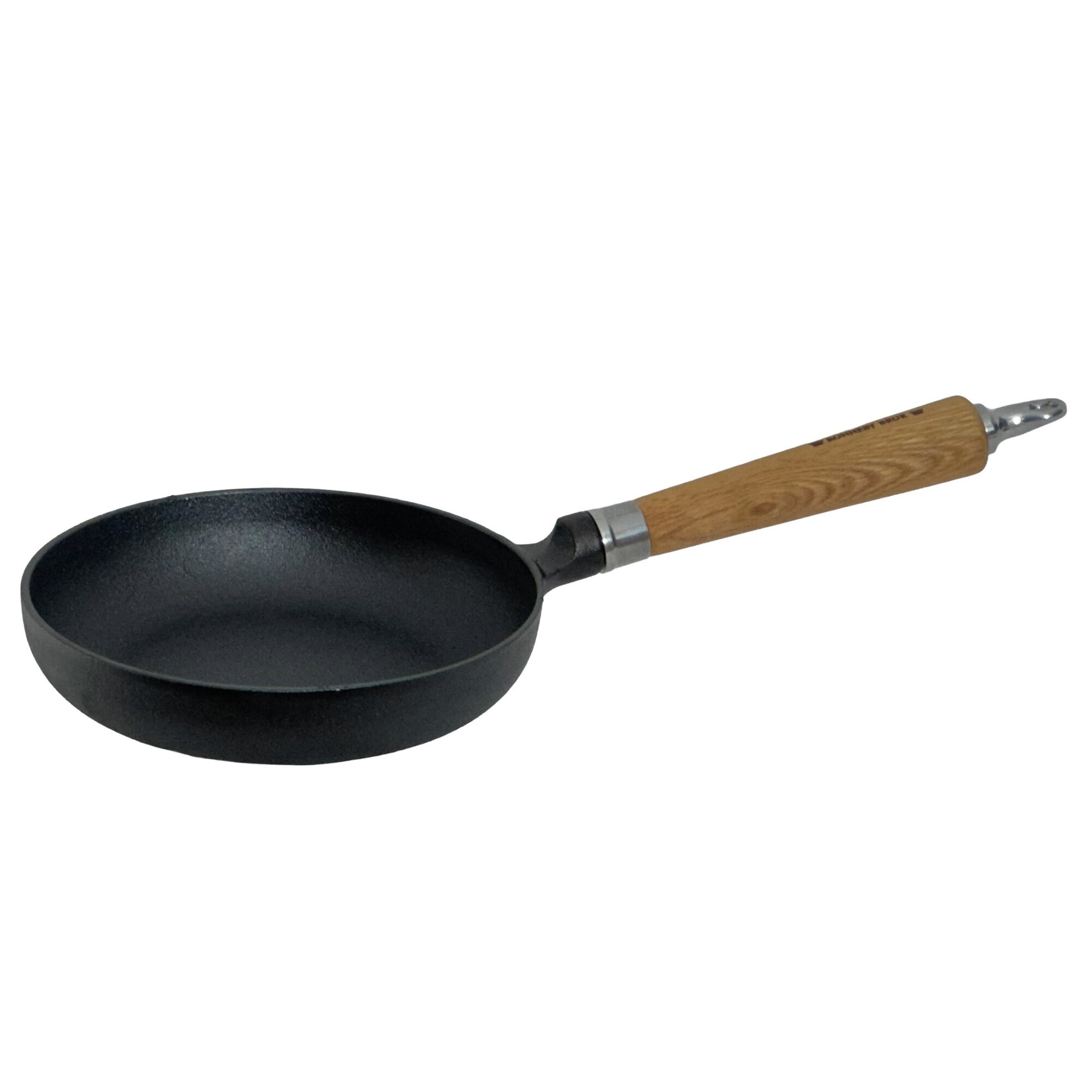 Ronneby bruk Exclusive Line støbejernspande med rund kant, 20 cm  -  egetræshåndtag