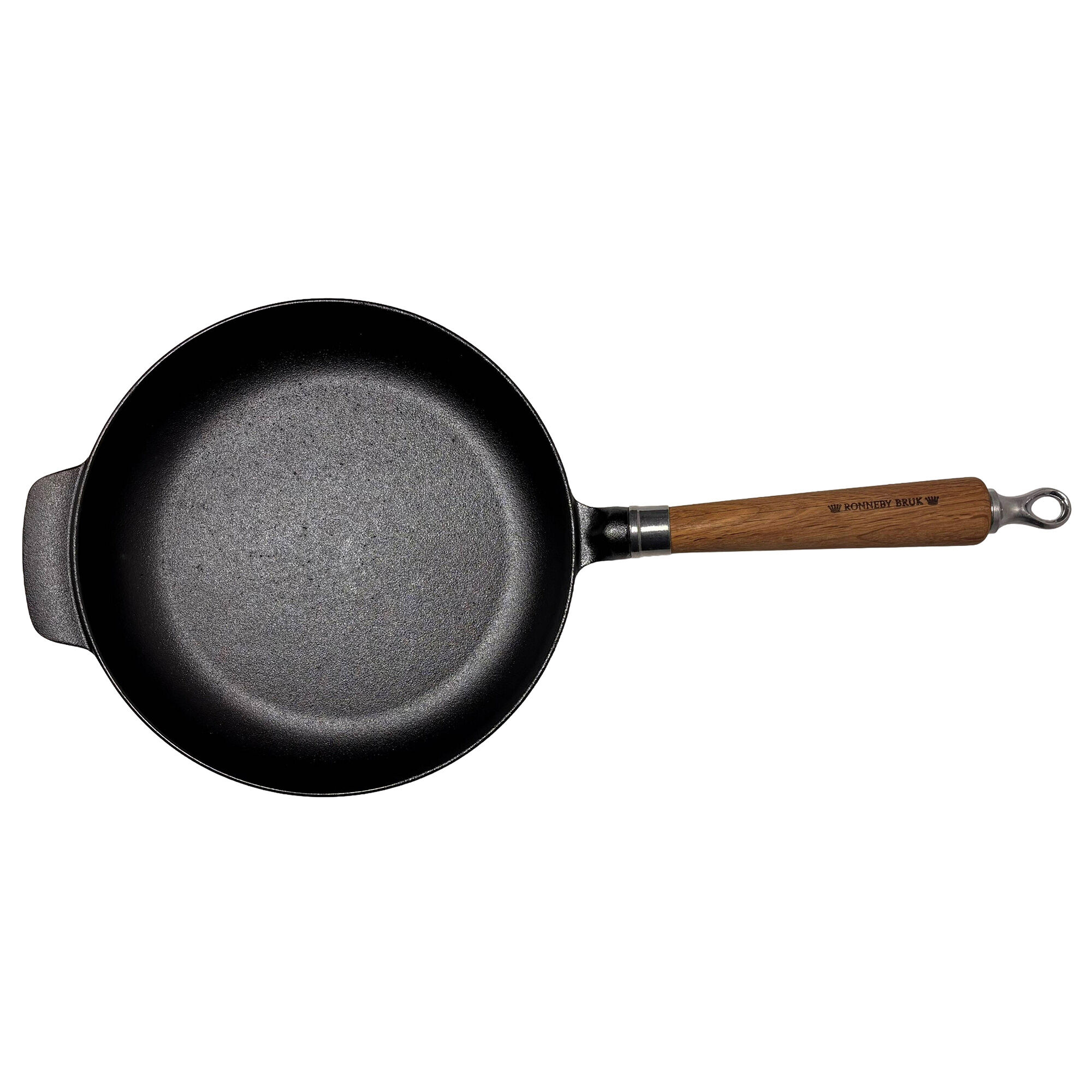 Ronneby bruk Exclusive Line støbejernsstegepande, afrundet kant 24 cm  -  med håndtag i egetræ