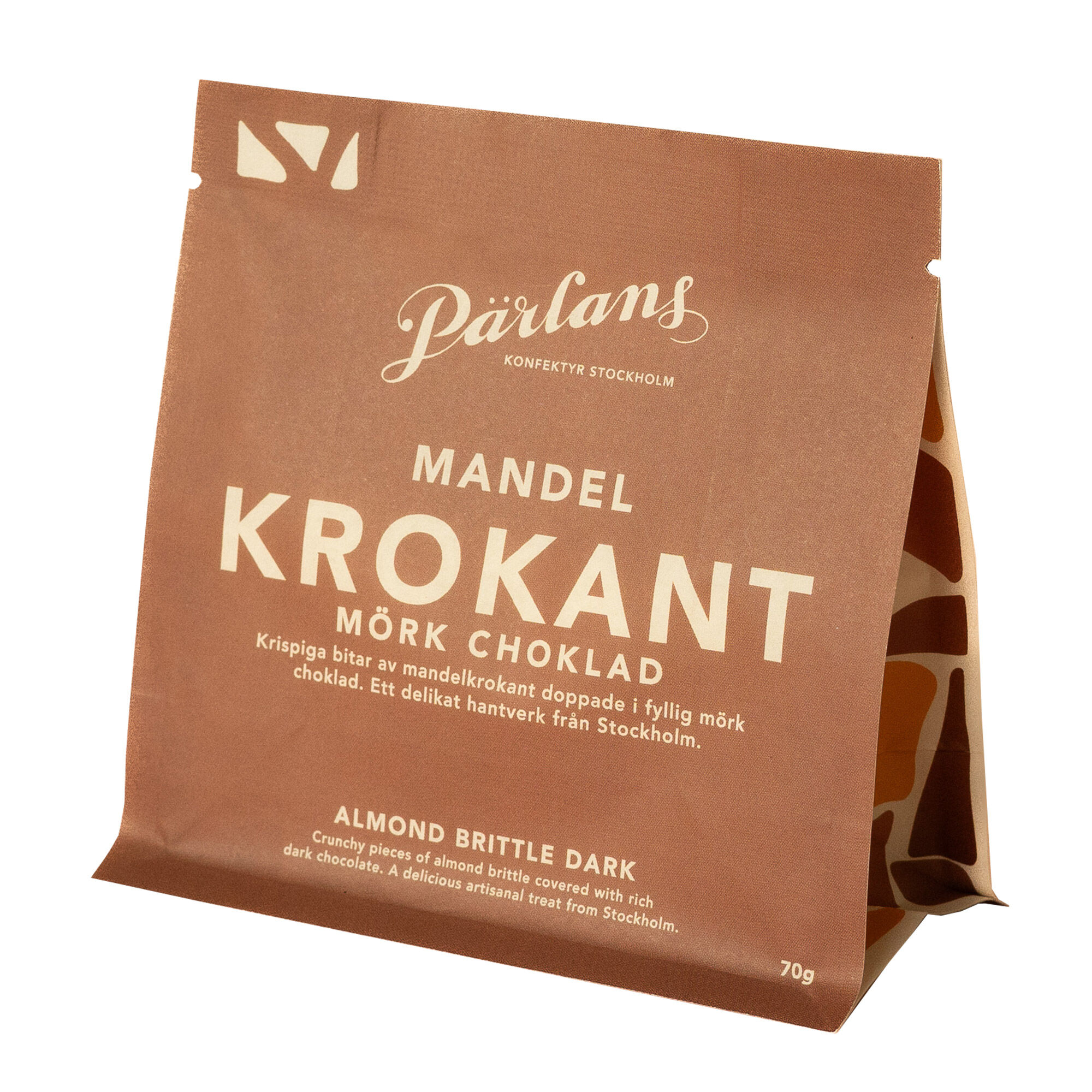 Pärlans Mørk chokolade 70 g, krokant med mandler