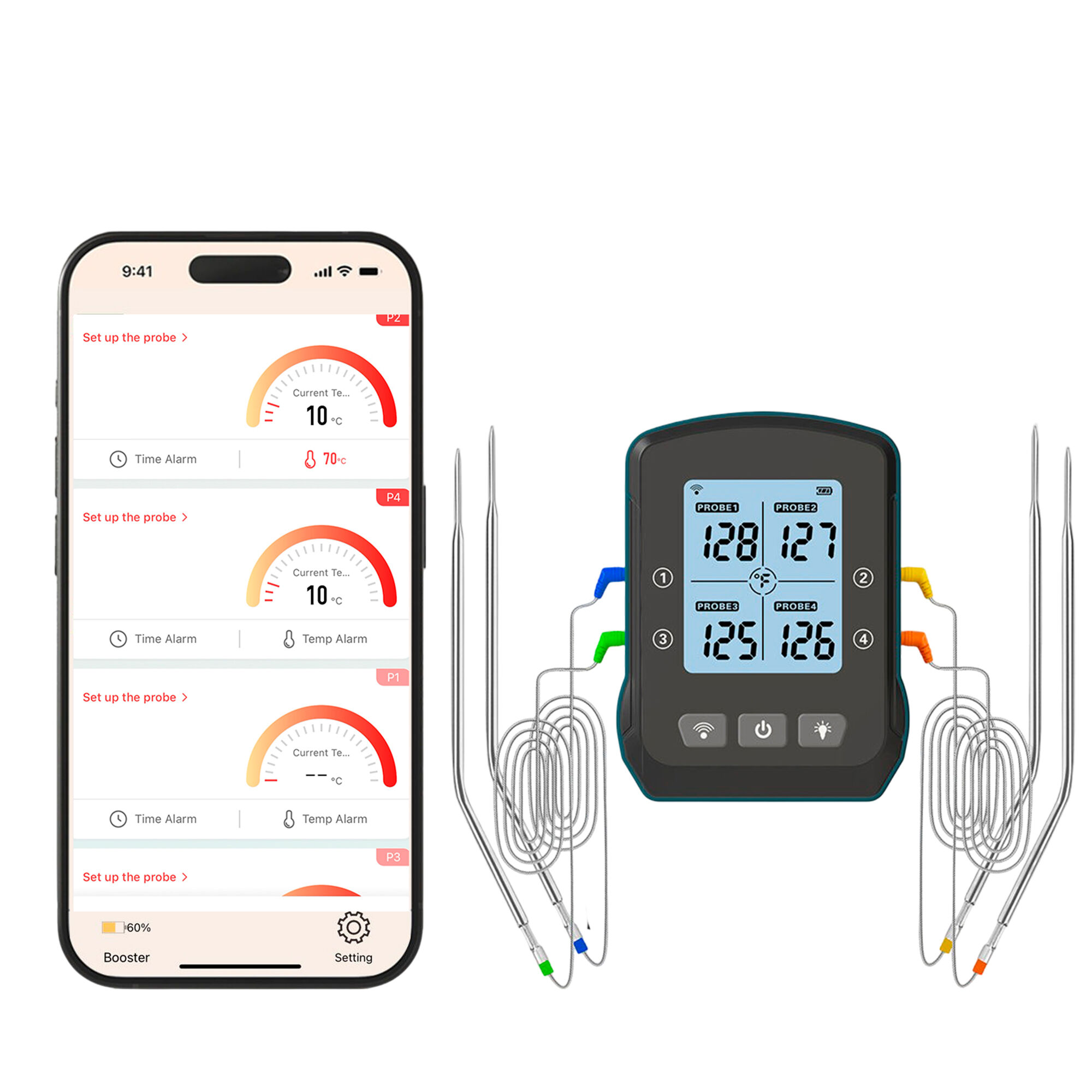 Bluegaz Trådløs grilltermometer med 4 temperatursonder