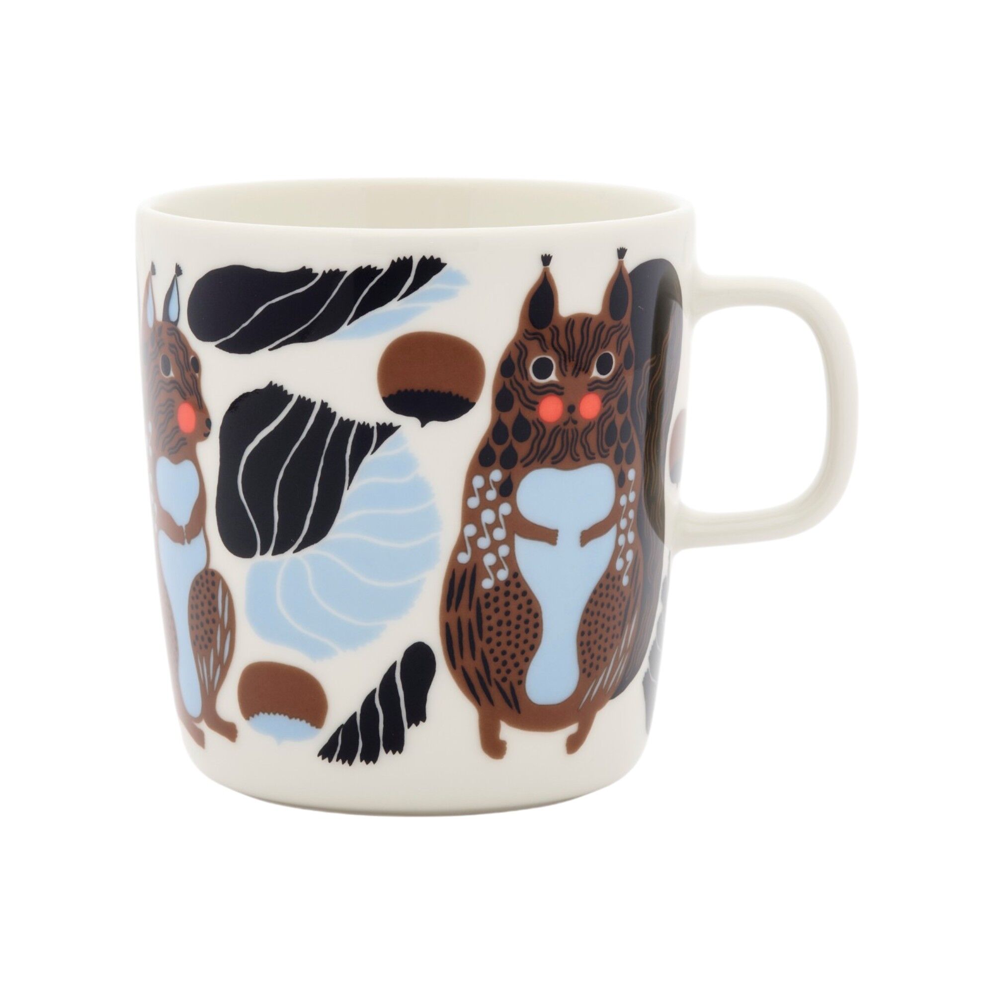Marimekko Kurre krus 4 dl, hvid/brun/sort/lyseblaa