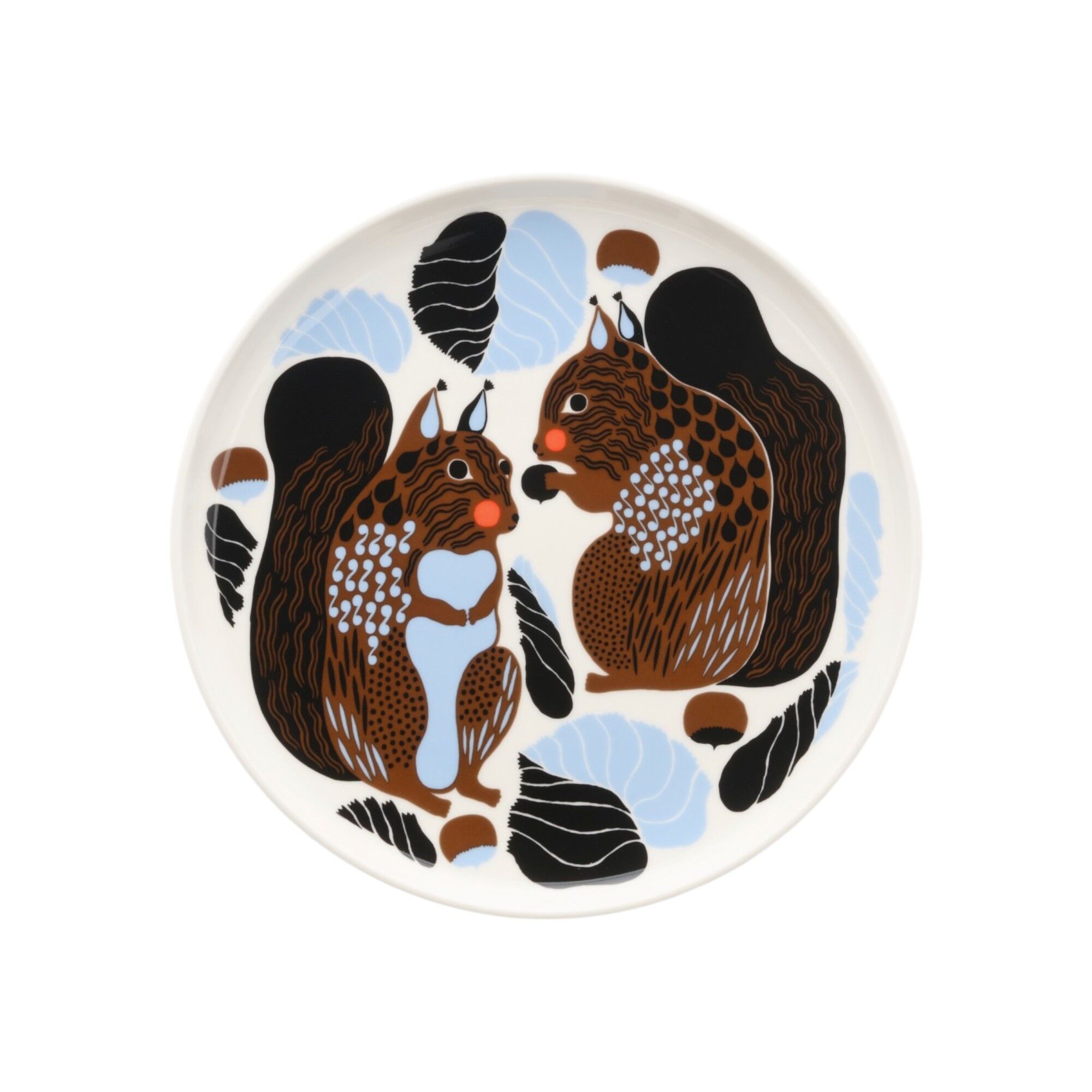 Marimekko Kurre tallerken 20 cm, hvid/brun/sort/lyseblå