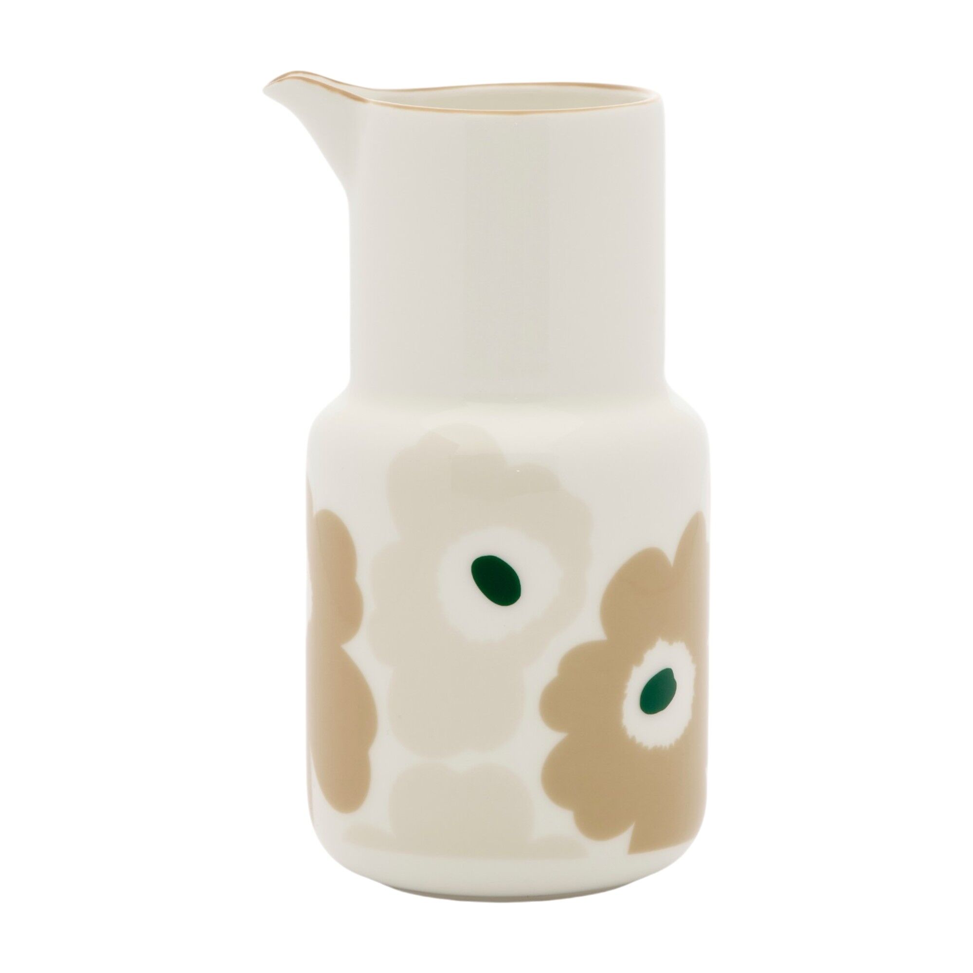Marimekko Oiva Unikko karaffel 0,65 l, hvid/sand/beige/mørkegrøn