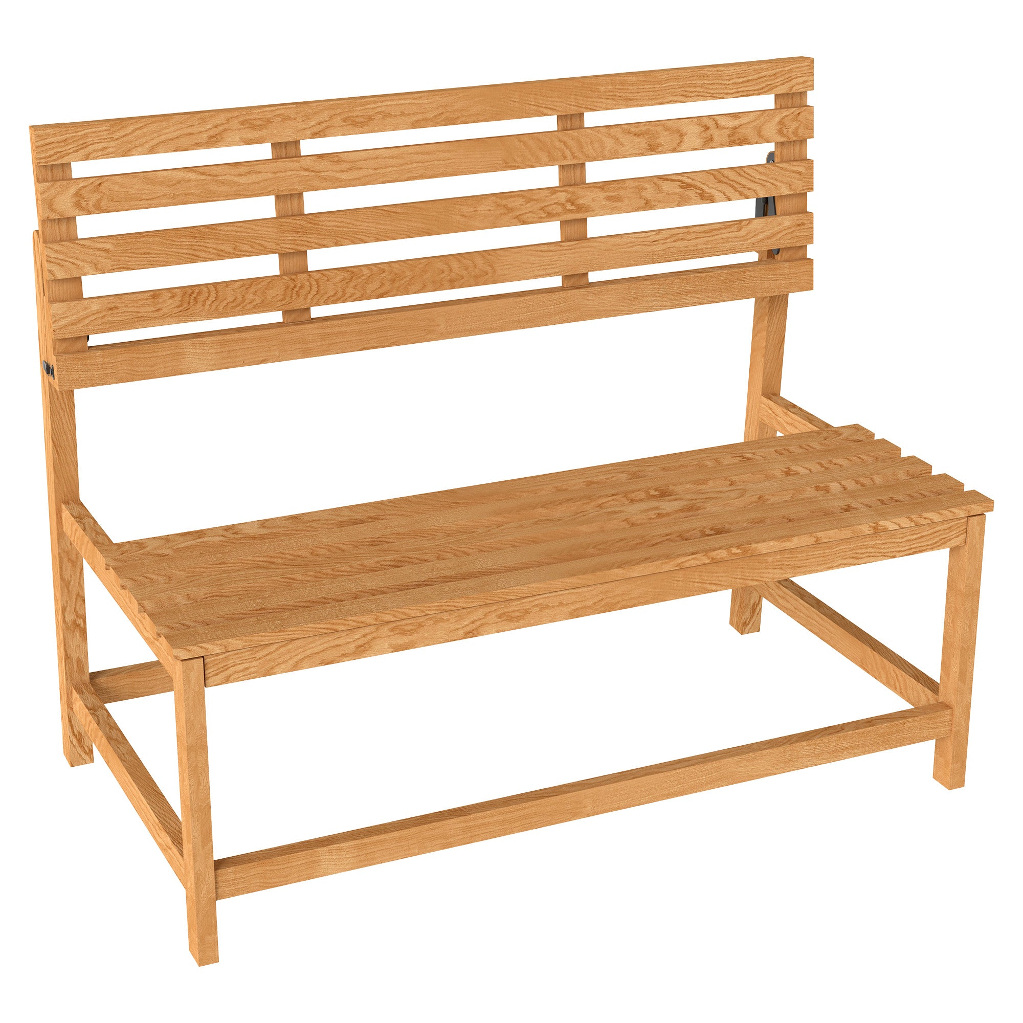 2-Personers havebænk i træ, vejrbestandig bænk, uv-bestandige havemøbler med konvertible ryglæn 110x61x89cm, teak