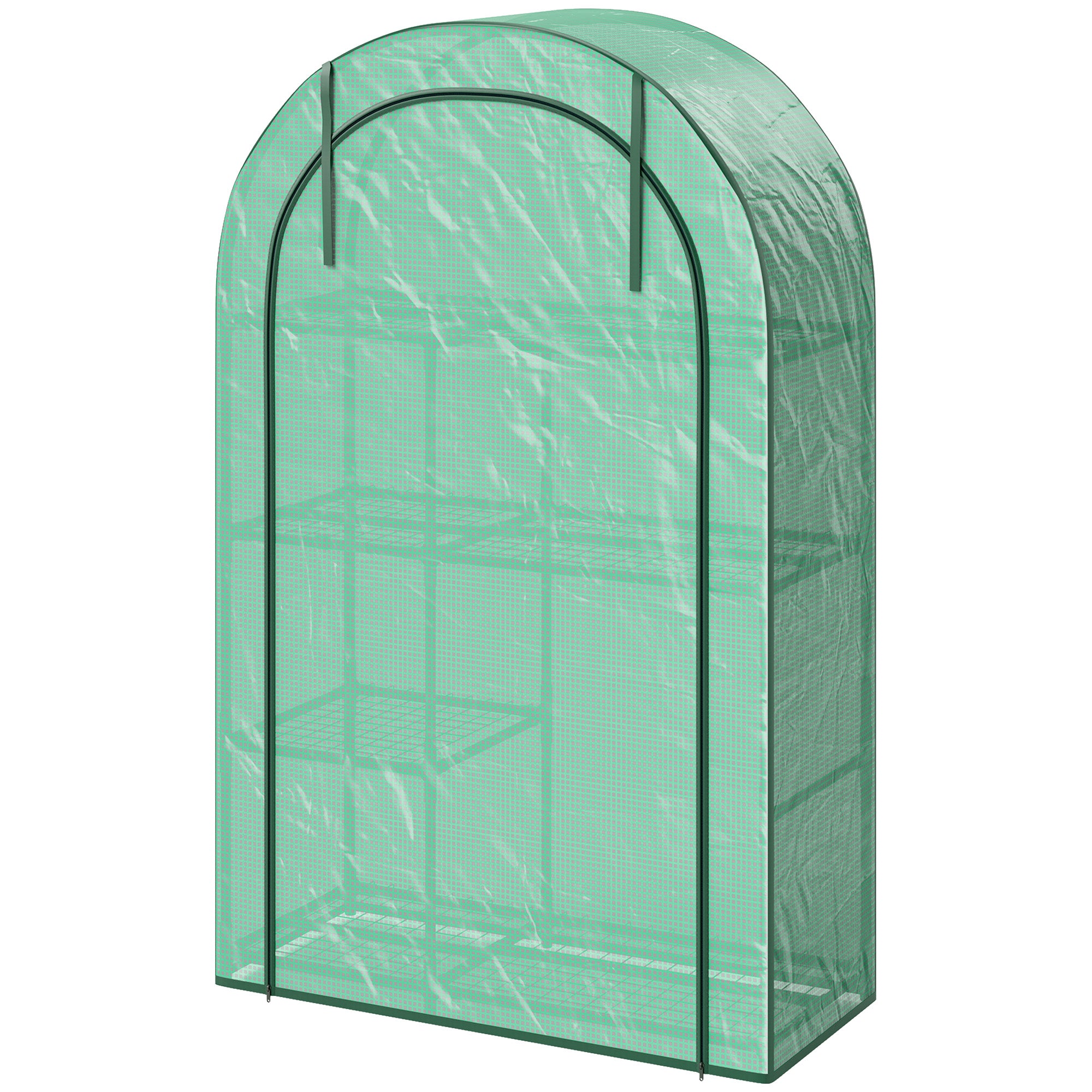 Mini drivhus, 4-etagers drivhus med plastdæksel, bærbart, rulleport, 100 x 45 x 160 cm, grøn